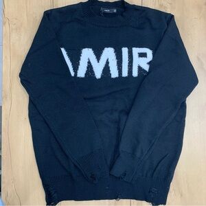 AMIRI Black and White Crewneck Sweater
